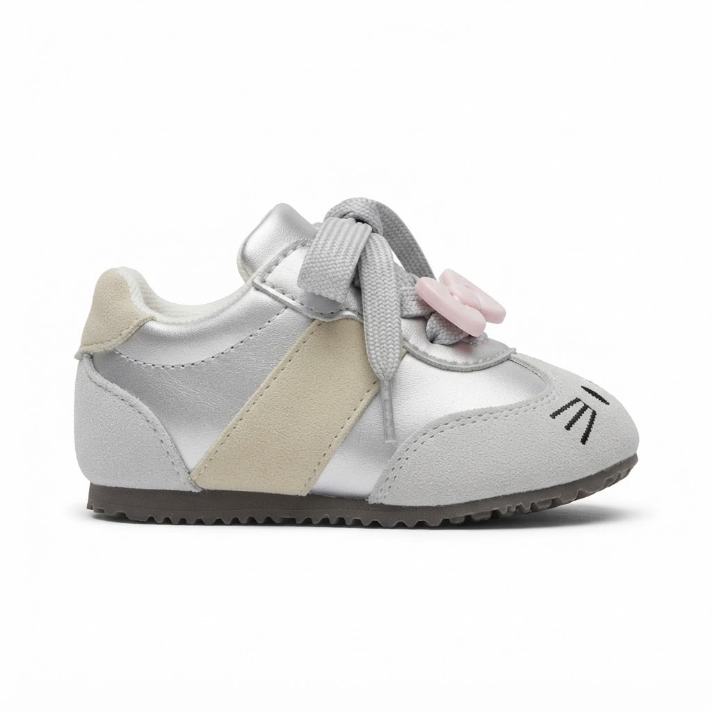 Retro Classic Trainer with Bow & Adjustable Laces