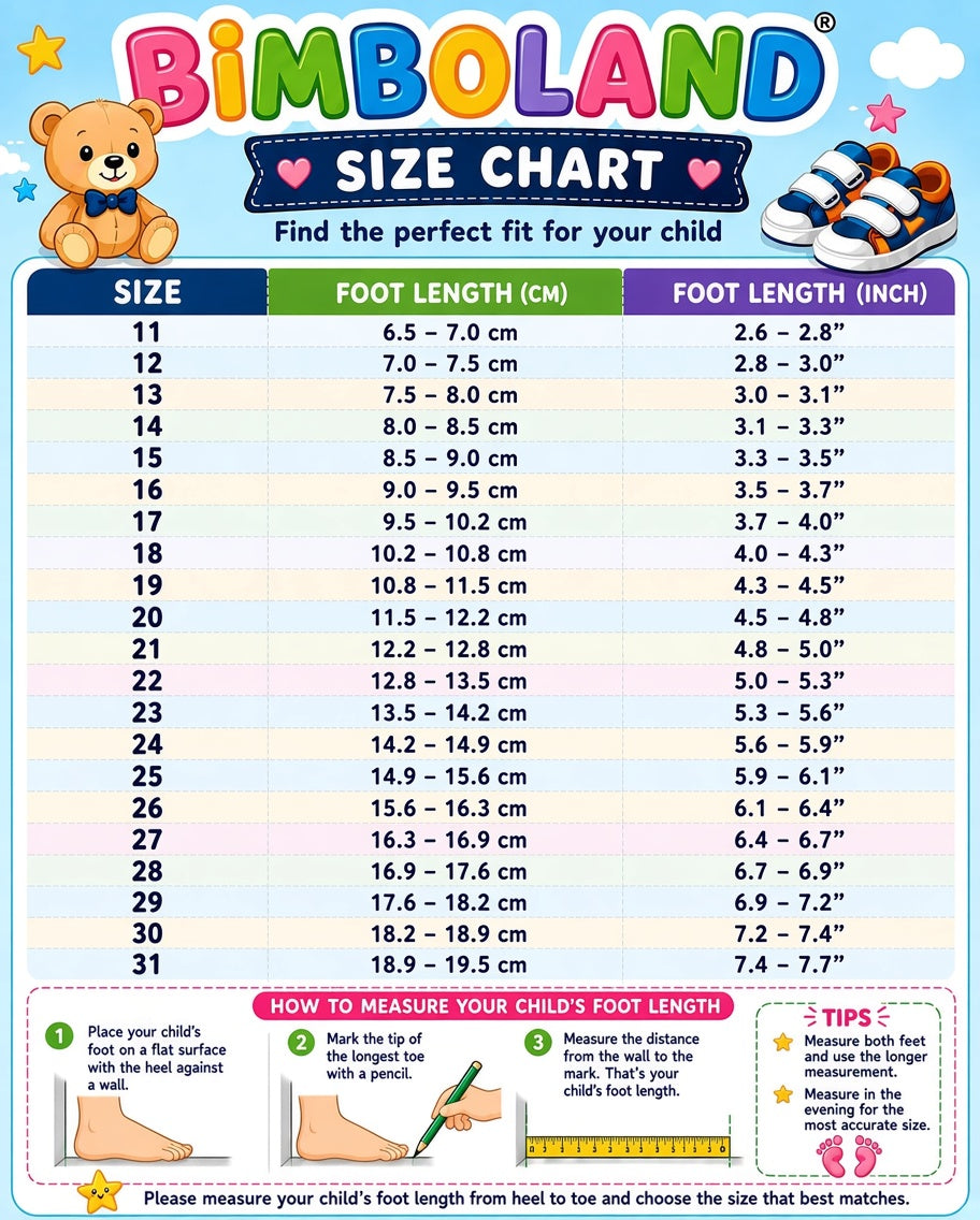 Bimboland shoe size guide