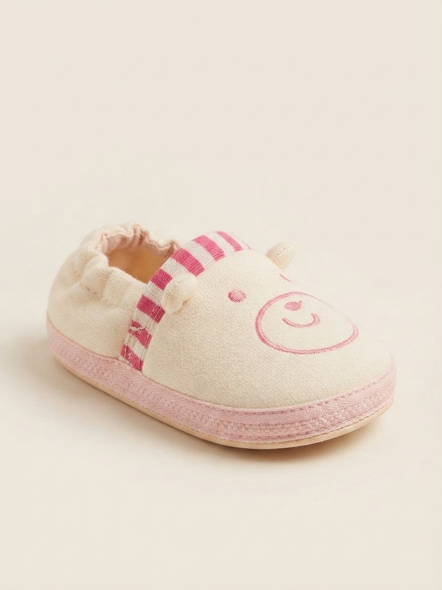 Soft Cotton Baby Shoes With Strip Cuff